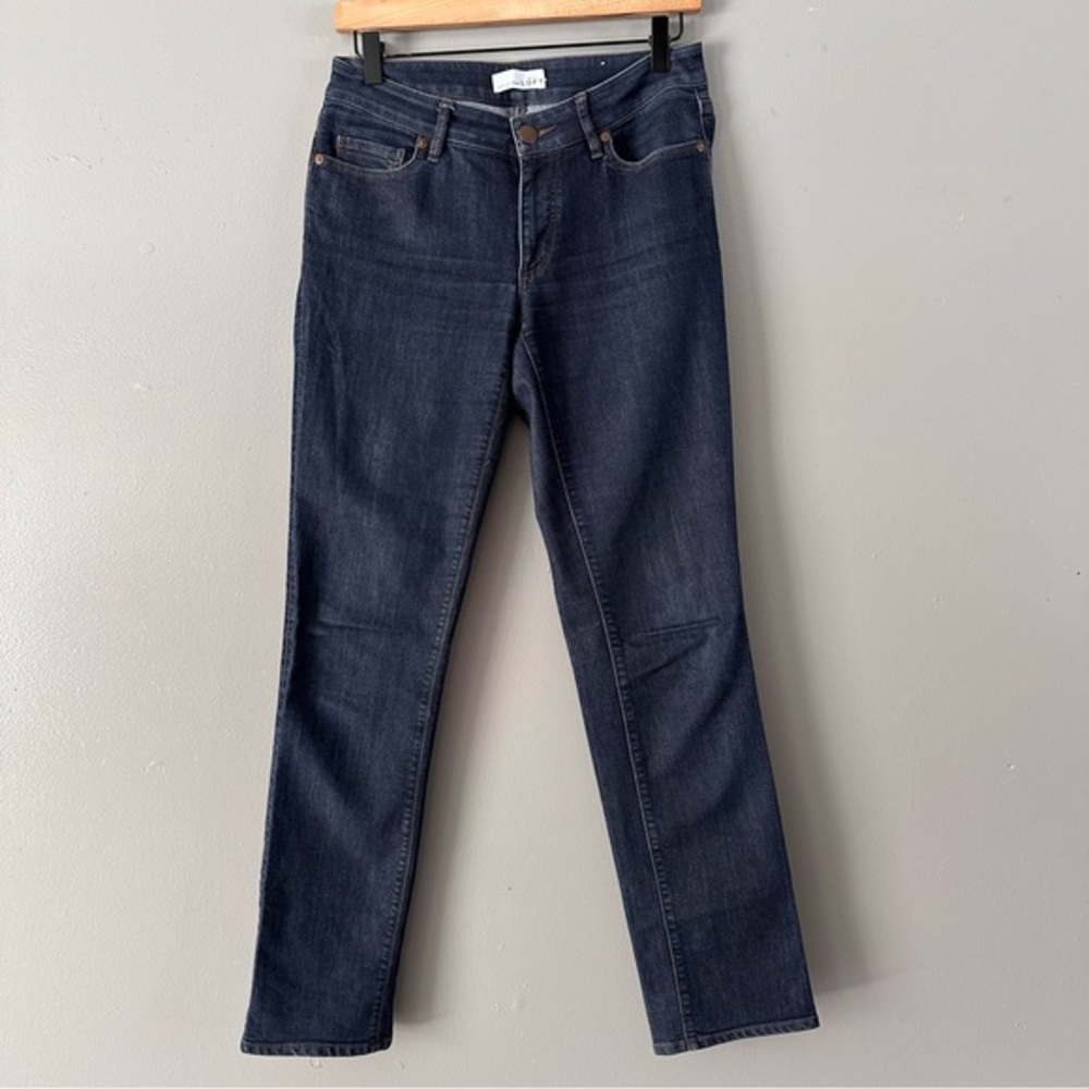 Ann Taylor Loft Curvy Straight Mid-Rise Jeans |‎ Dark Wash